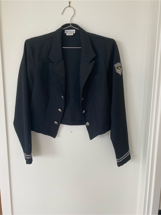 Mirrors Jackets & Blazers - Vintage Mirrors Cropped Black Military-Style Blazer with Silver Accents